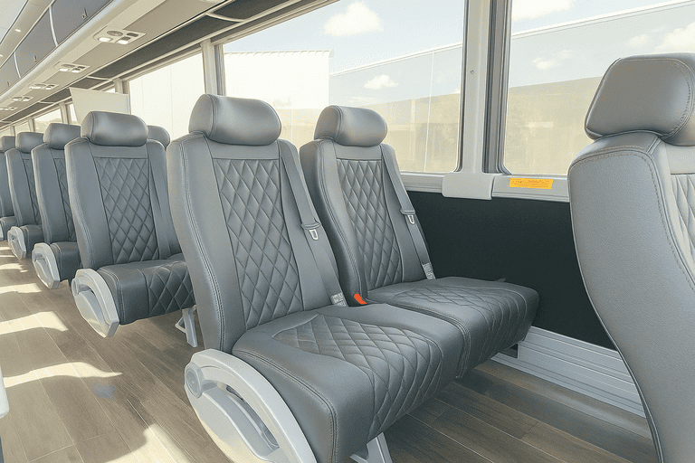 interior of Charter Bus Rental Corona charter bus